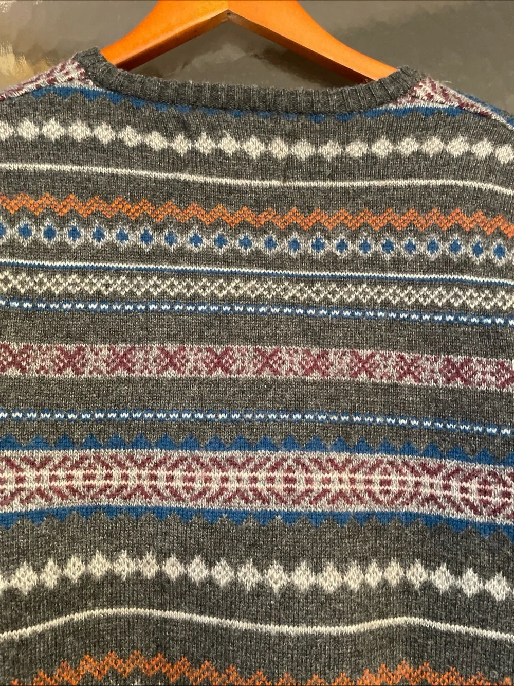 Urban Pipeline Men's Grey Fair Isle Crewneck Sweater - Multicolor Pattern Sz S
